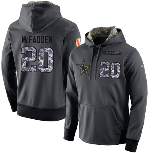NFL Men's Nike Dallas Cowboys #20 Darren McFadden Stitched Black Anthracite Salute to Service Player Performance Hoodie