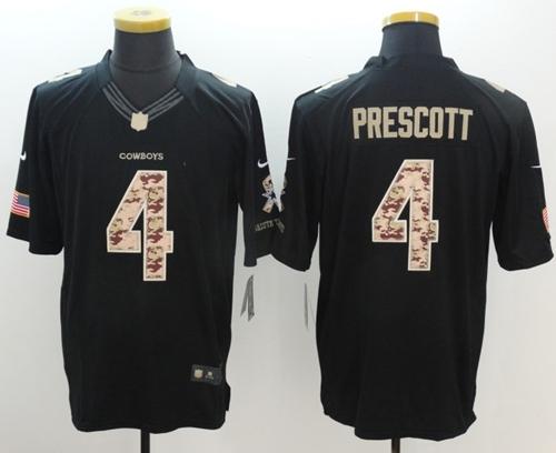 Nike Cowboys #4 Dak Prescott Black Men's Stitched NFL Limited Salute To Service Jersey