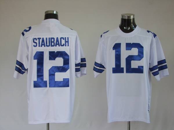 Mitchell & Ness Cowboys #12 Roger Staubach White Stitched Throwback NFL Jersey