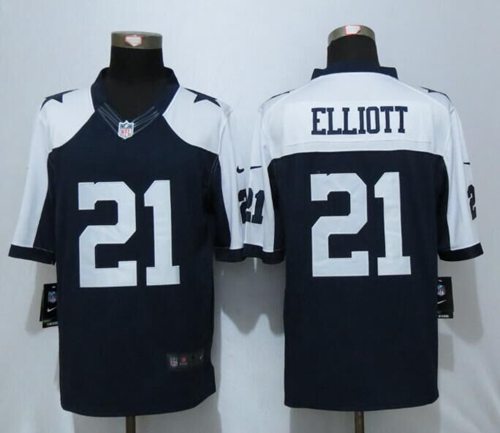 Nike Cowboys #21 Ezekiel Elliott Navy Blue Thanksgiving Throwback Men's Stitched NFL Limited Jersey