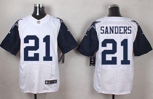 Nike Cowboys #21 Deion Sanders White Men's Stitched NFL Elite Rush Jersey