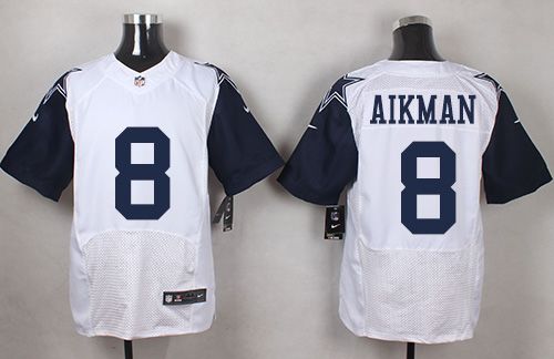 Nike Cowboys #8 Troy Aikman White Men's Stitched NFL Elite Rush Jersey
