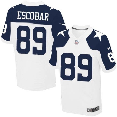 Nike Cowboys #89 Gavin Escobar White Thanksgiving Throwback Men's Stitched NFL Elite Jersey