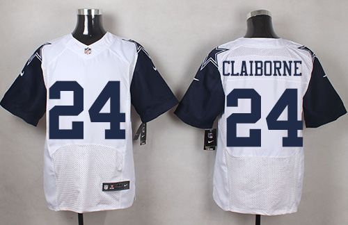 Nike Cowboys #24 Morris Claiborne White Men's Stitched NFL Elite Rush Jersey