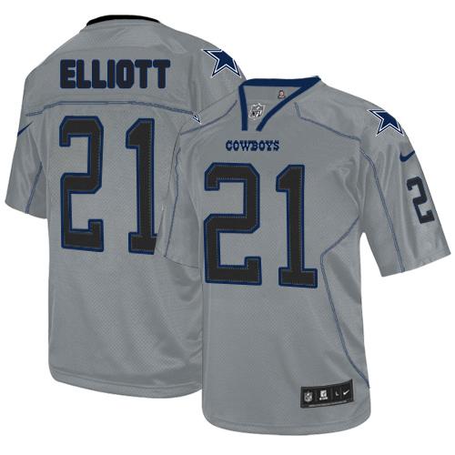 Nike Cowboys #21 Ezekiel Elliott Lights Out Grey Men's Stitched NFL Elite Jersey