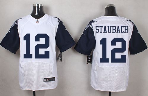 Nike Cowboys #12 Roger Staubach White Men's Stitched NFL Elite Rush Jersey