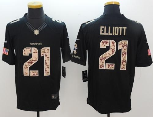 Nike Cowboys #21 Ezekiel Elliott Black Men's Stitched NFL Limited Salute To Service Jersey