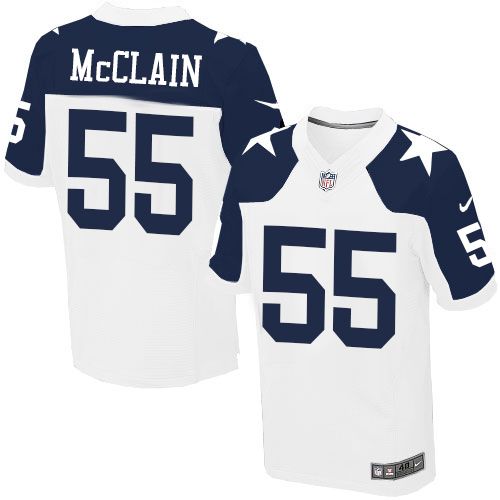 Nike Cowboys #55 Rolando McClain White Thanksgiving Throwback Men's Stitched NFL Elite Jersey
