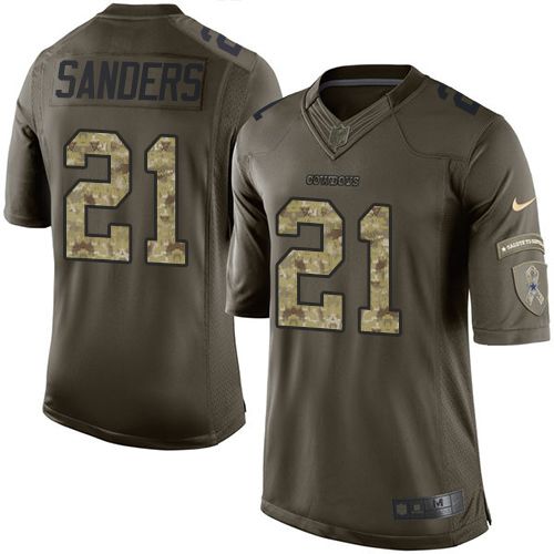 Nike Cowboys #21 Deion Sanders Green Men's Stitched NFL Limited Salute To Service Jersey