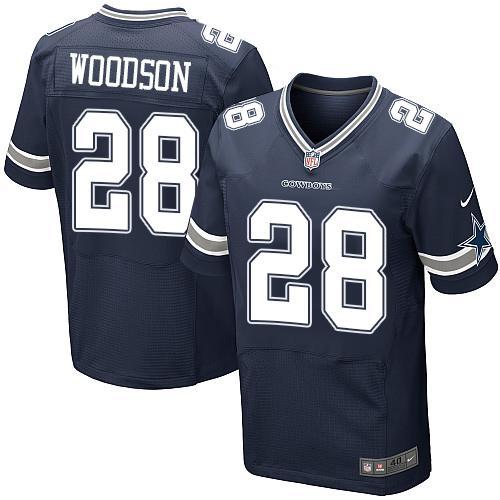 Nike Cowboys #28 Darren Woodson Navy Blue Team Color Men's Stitched NFL Elite Jersey