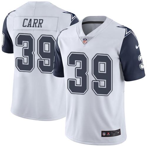 Nike Cowboys #39 Brandon Carr White Men's Stitched NFL Limited Rush Jersey