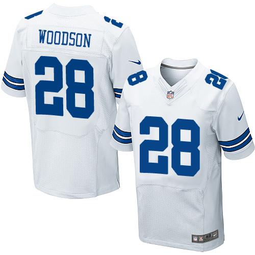 Nike Cowboys #28 Darren Woodson White Men's Stitched NFL Elite Jersey