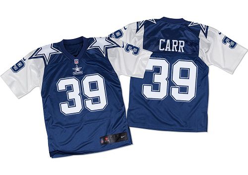 Nike Cowboys #39 Brandon Carr Navy Blue/White Throwback Men's Stitched NFL Elite Jersey