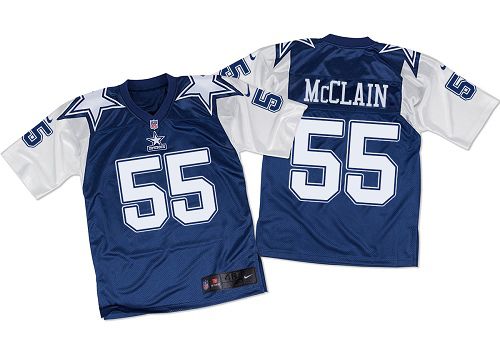 Nike Cowboys #55 Rolando McClain Navy Blue/White Throwback Men's Stitched NFL Elite Jersey