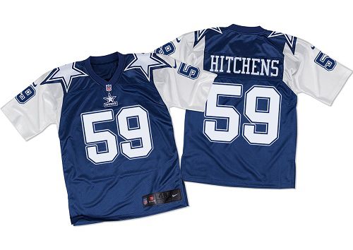 Nike Cowboys #59 Anthony Hitchens Navy Blue/White Throwback Men's Stitched NFL Elite Jersey