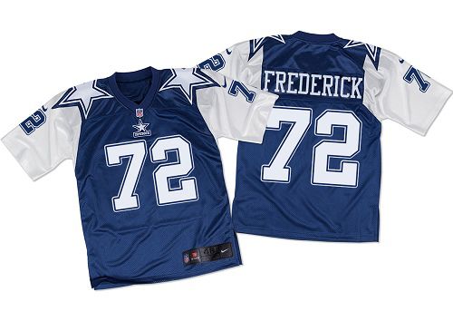 Nike Cowboys #72 Travis Frederick Navy Blue/White Throwback Men's Stitched NFL Elite Jersey