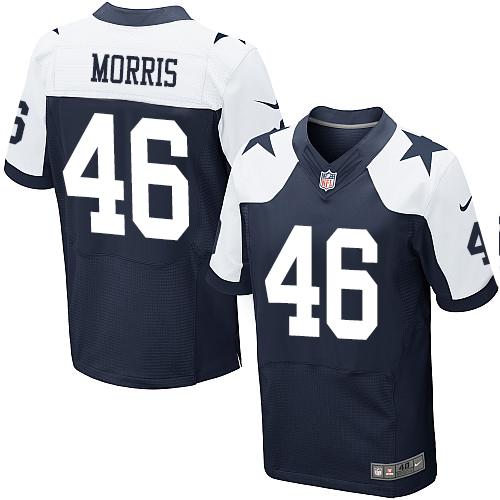 Nike Cowboys #46 Alfred Morris Navy Blue Thanksgiving Men's Stitched NFL Throwback Elite Jersey