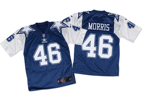 Nike Cowboys #46 Alfred Morris Navy Blue/White Men's Stitched NFL Throwback Elite Jersey