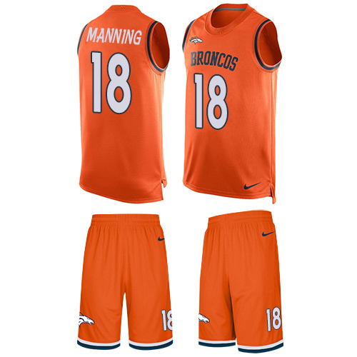 Nike Broncos #18 Peyton Manning Orange Team Color Men's Stitched NFL Limited Tank Top Suit Jersey