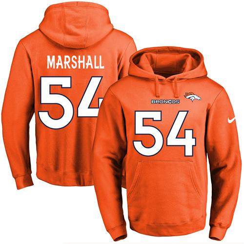 Nike Broncos #54 Brandon Marshall Orange Name & Number Pullover NFL Hoodie