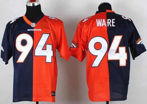 Nike Broncos #94 DeMarcus Ware Orange/Navy Blue Men's Stitched NFL Elite Split Jersey