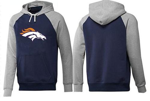Denver Broncos Logo Pullover Hoodie Dark Blue & Grey