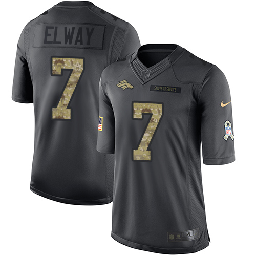 Nike Broncos #7 John Elway Black Men's Stitched NFL Limited 2016 Salute to Service Jersey