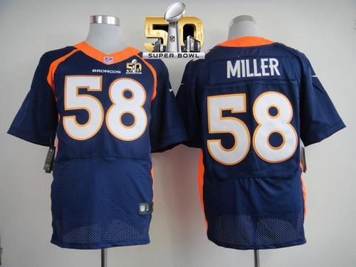 Nike Broncos #58 Von Miller Navy Blue Alternate Super Bowl 50 Men's Stitched NFL New Elite Jersey