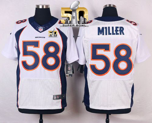 Nike Broncos #58 Von Miller White Super Bowl 50 Men's Stitched NFL New Elite Jersey