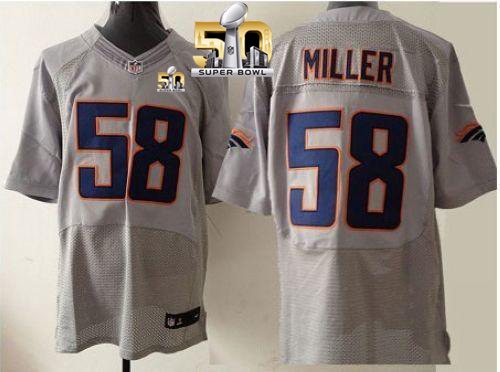 Nike Broncos #58 Von Miller New Grey Shadow Super Bowl 50 Men's Stitched NFL Elite Jersey
