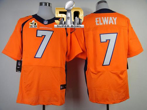 Nike Broncos #7 John Elway Orange Team Color Super Bowl 50 Men's Stitched NFL New Elite Jersey