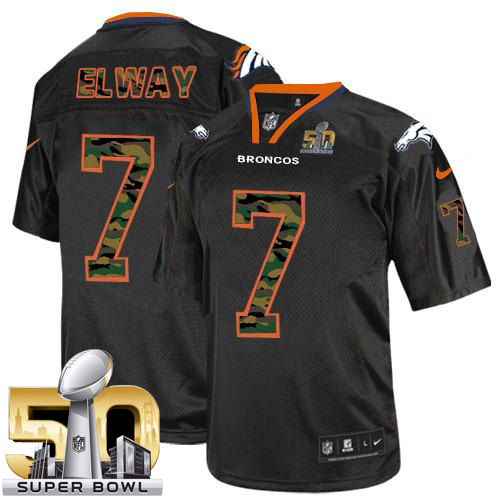 Nike Broncos #7 John Elway Black Super Bowl 50 Men's Stitched NFL Elite Camo Fashion Jersey