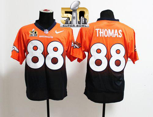 Nike Broncos #88 Demaryius Thomas Orange/Navy Blue Super Bowl 50 Men's Stitched NFL Elite Fadeaway Fashion Jersey