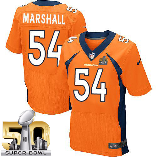 Nike Broncos #54 Brandon Marshall Orange Team Color Super Bowl 50 Men's Stitched NFL New Elite Jersey