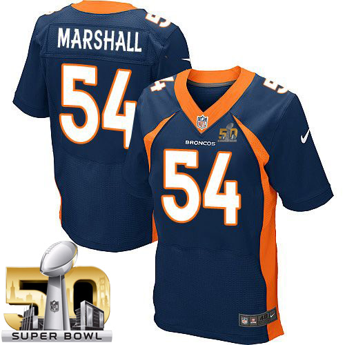 Nike Broncos #54 Brandon Marshall Navy Blue Alternate Super Bowl 50 Men's Stitched NFL New Elite Jersey