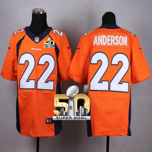 Nike Broncos #22 C.J. Anderson Orange Team Color Super Bowl 50 Men's Stitched NFL New Elite Jersey