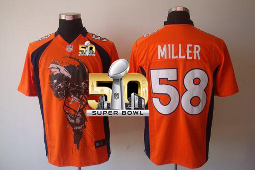 Nike Broncos #58 Von Miller Orange Team Color Super Bowl 50 Men's Stitched NFL Helmet Tri-Blend Limited Jersey