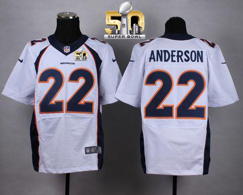 Nike Broncos #22 C.J. Anderson White Super Bowl 50 Men's Stitched NFL New Elite Jersey