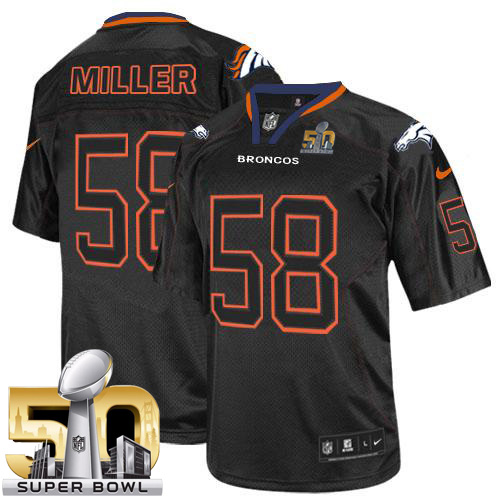 Nike Broncos #58 Von Miller Lights Out Black Super Bowl 50 Men's Stitched NFL Elite Jersey
