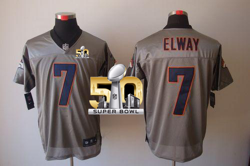 Nike Broncos #7 John Elway Grey Shadow Super Bowl 50 Men's Stitched NFL Elite Jersey