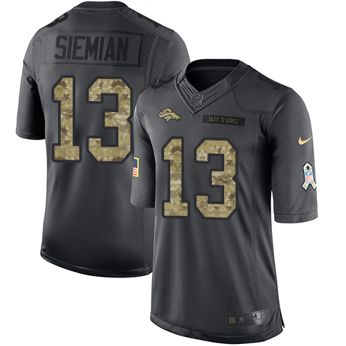 Nike Broncos #13 Trevor Siemian Black Men's Stitched NFL Limited 2016 Salute to Service Jersey