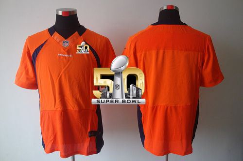 Nike Broncos Blank Orange Team Color Super Bowl 50 Men's Stitched NFL Elite Jersey