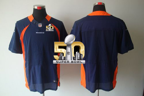 Nike Broncos Blank Navy Blue Alternate Super Bowl 50 Men's Stitched NFL Elite Jersey