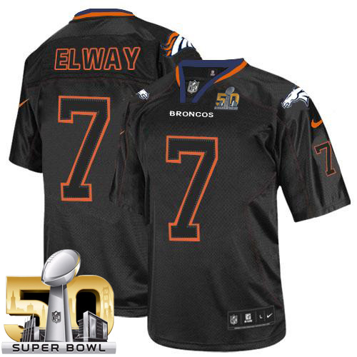 Nike Broncos #7 John Elway Lights Out Black Super Bowl 50 Men's Stitched NFL Elite Jersey