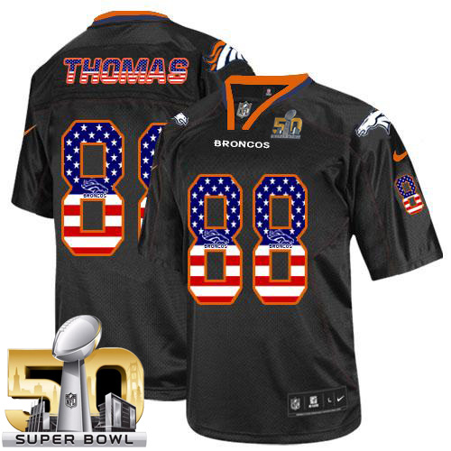 Nike Broncos #88 Demaryius Thomas Black Super Bowl 50 Men's Stitched NFL Elite USA Flag Fashion Jersey