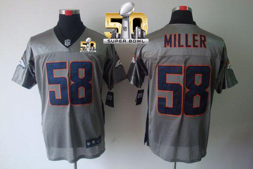 Nike Broncos #58 Von Miller Grey Shadow Super Bowl 50 Men's Stitched NFL Elite Jersey
