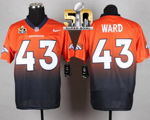 Nike Broncos #43 T.J. Ward Orange/Navy Blue Super Bowl 50 Men's Stitched NFL Elite Fadeaway Fashion Jersey