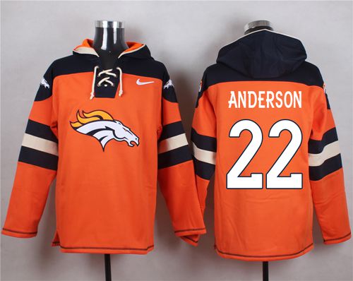 Nike Broncos #22 C.J. Anderson Orange Player Pullover NFL Hoodie