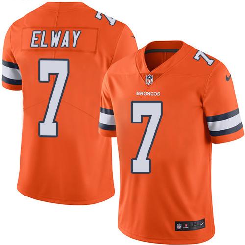 Nike Broncos #7 John Elway Orange Men's Stitched NFL Limited Rush Jersey