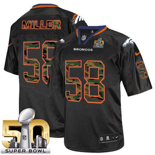 Nike Broncos #58 Von Miller Black Super Bowl 50 Men's Stitched NFL Elite Camo Fashion Jersey